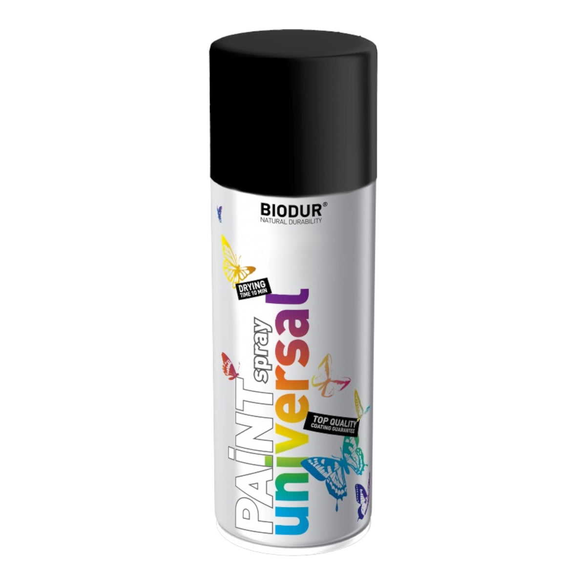 BIODUR Paint Universal aerozolinė emalė, juoda matinė (RAL9005), 400 ml