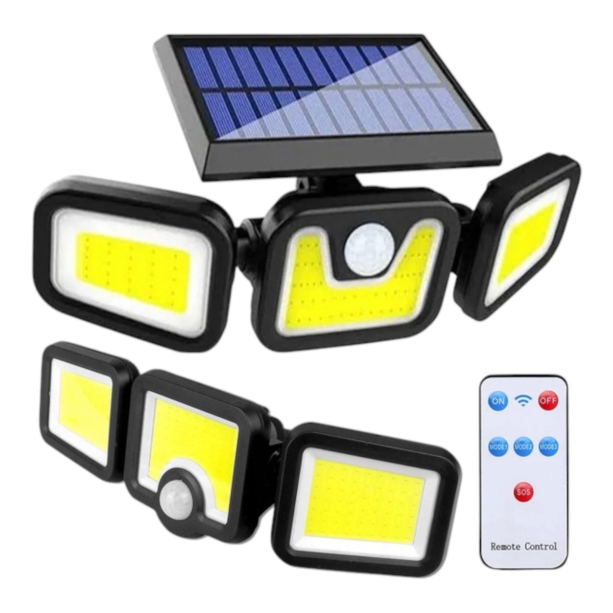 Lauko šviestuvas su saulės baterija, judesio ir sutemų jutikliais, 103 COB LED