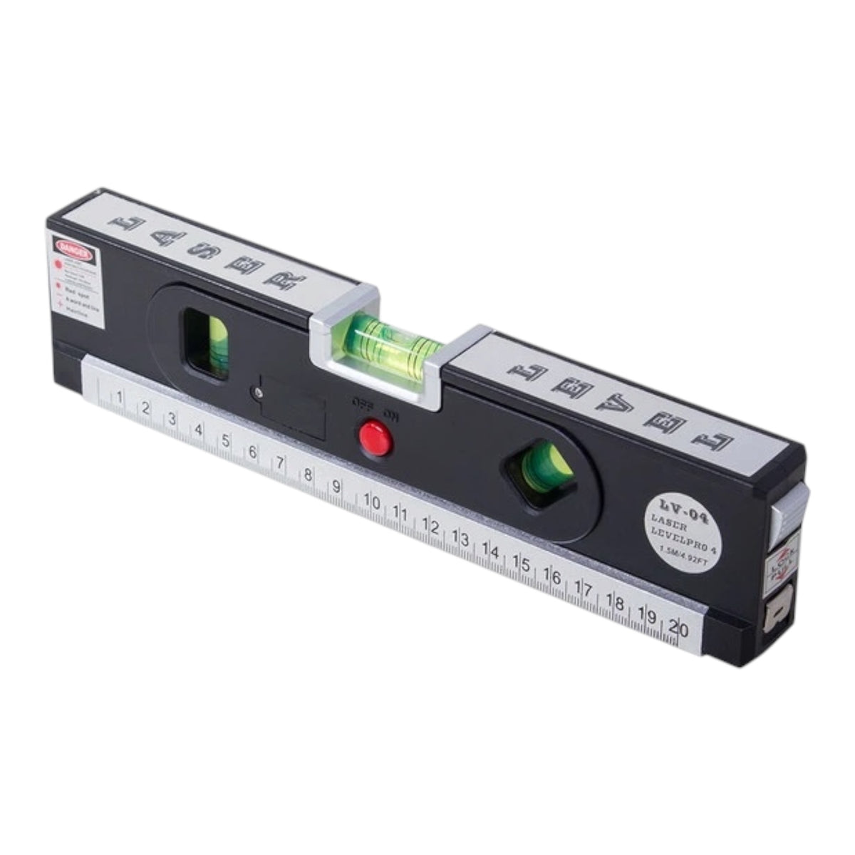 Lazerinis gulsčiukas su LED apšvietimu ir matavimo juosta, 24,5 x 2,8 x 6 cm