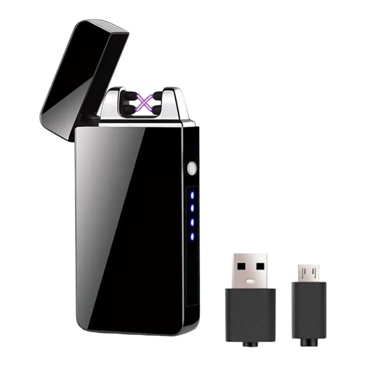 Įkraunamas plazminis USB žiebtuvėlis, juodas, 7,1 x 3,5 x 1,2 cm