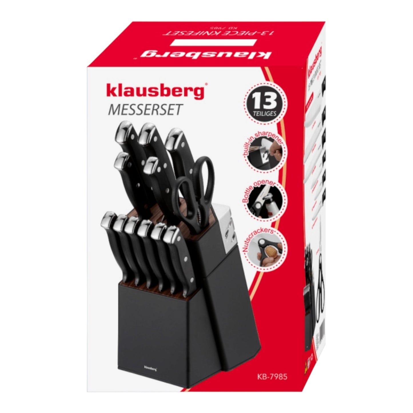 Peilių rinkinys Klausberg KB-7985, 13 dalių, su stovu ir galąstuvu