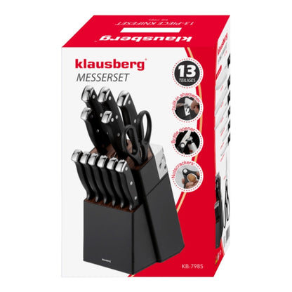 Peilių rinkinys Klausberg KB-7985, 13 dalių, su stovu ir galąstuvu