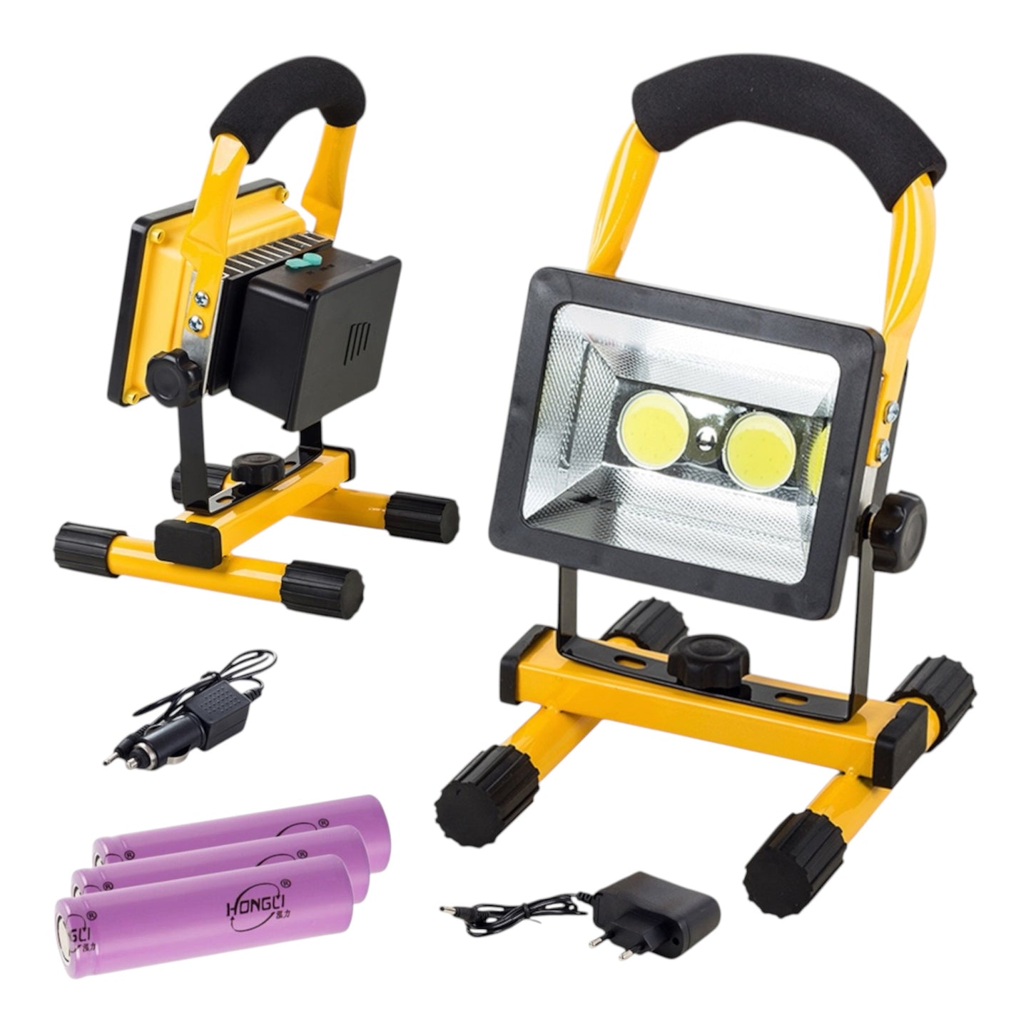 Įkraunamas LED prožektorius su stovu, 50 W, 2400 lm, IP65 (šiltai balta)