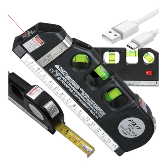 FIXIT LevelPro3 daugiafunkcis lazerinis gulsčiukas su rulete ir liniuote
