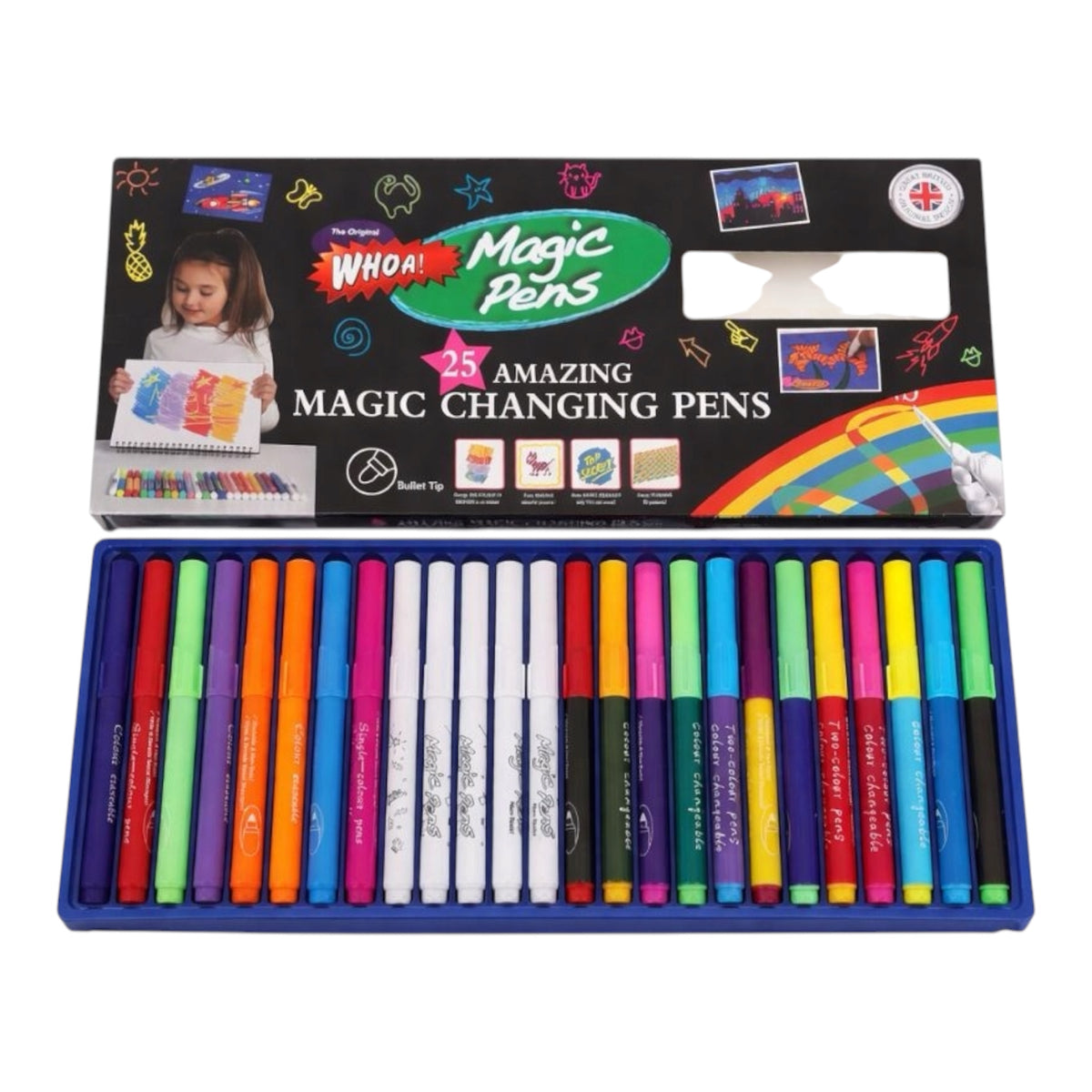 Magic Pens – 25 stebuklingų spalvą keičiančių flomasterių rinkinys