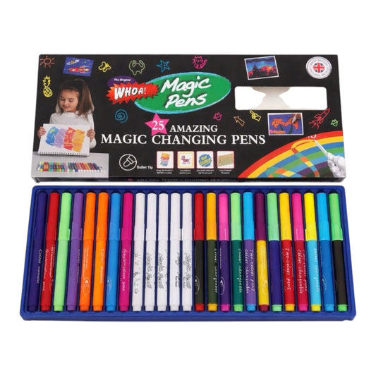 Magic Pens – 25 stebuklingų spalvą keičiančių flomasterių rinkinys