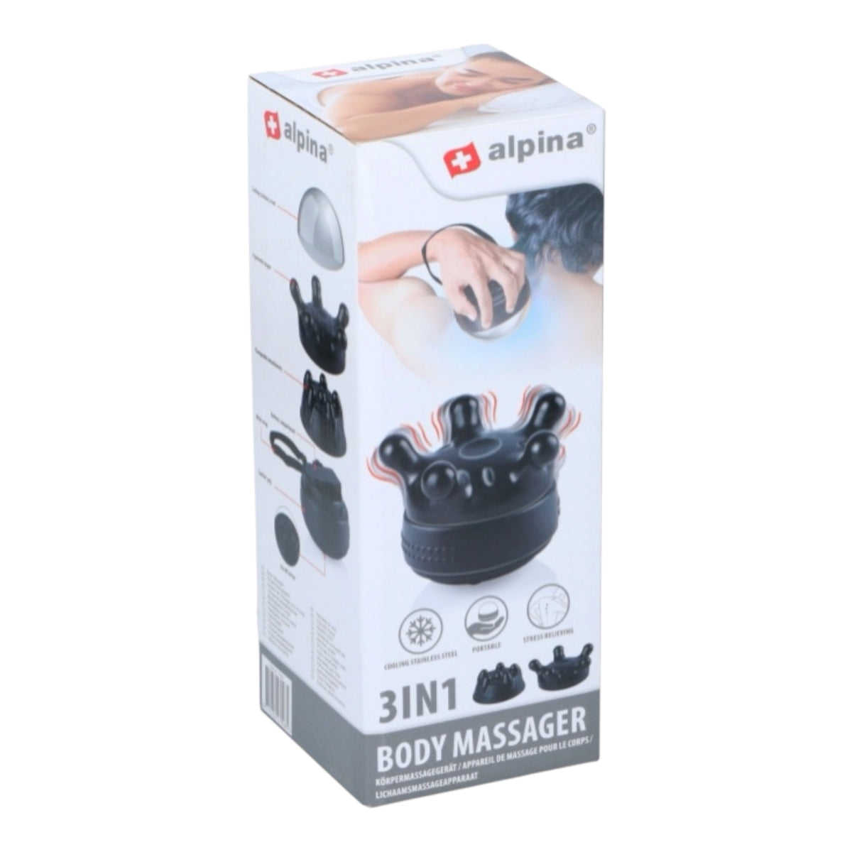 Alpina 3in1 rankinis vibracinis masažuoklis, juodas