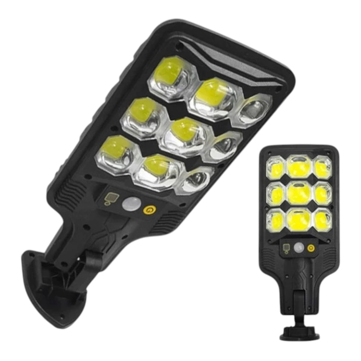 Lauko COB LED šviestuvas su saulės baterija, judesio ir sutemų jutikliais, su nuotolinio valdymo pulteliu
