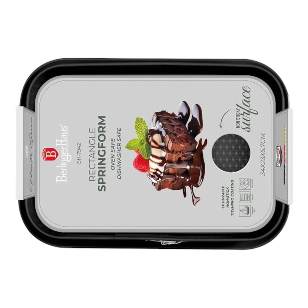 Berlinger Haus BH-7942 stačiakampė atsegama kepimo forma, 39 x 27 x 7,5 cm, matinė žalia