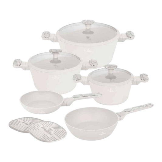 Berlinger Haus BH-8400 puodų ir keptuvių rinkinys, 10 dalių, matinė kreminė