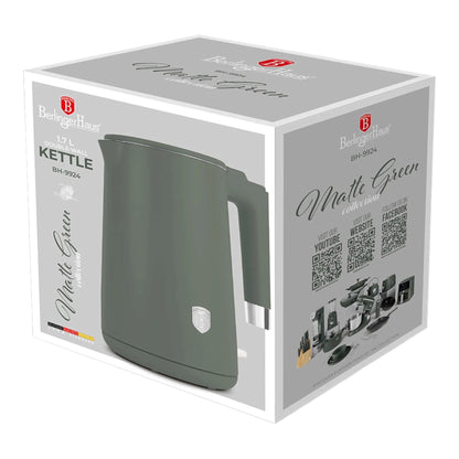 Berlinger Haus BH-9924 elektrinis virdulys dvigubomis sienelėmis, 1,7 l, 1800 W, matinė žalia