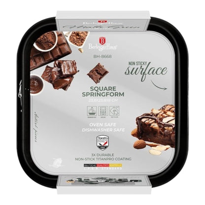 Berlinger Haus BH-8668 kvadratinė atsegama kepimo forma, 28 x 28 cm, matinė žalia