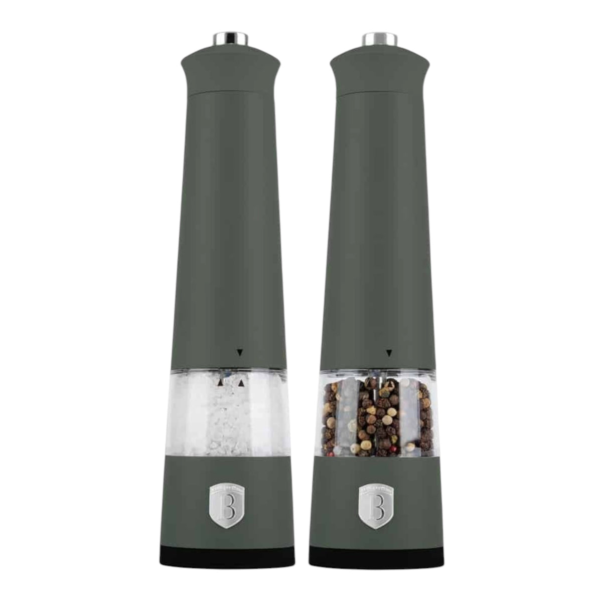 Berlinger Haus BH-9885 elektrinių druskos ir pipirų malūnėlių rinkinys, 2 vnt., matinė žalia