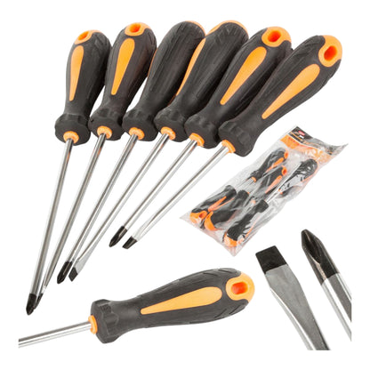 Atsuktuvų rinkinys su magnetiniais galais, 6 vnt., juodas / oranžinis