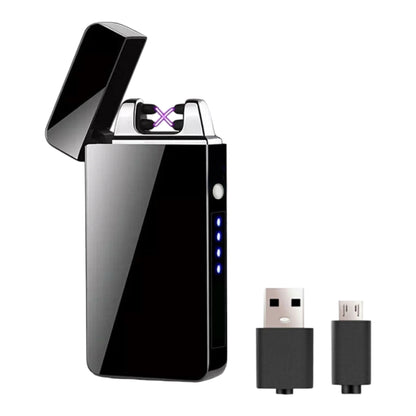 Įkraunamas plazminis USB žiebtuvėlis, juodas, 7,1 x 3,5 x 1,2 cm