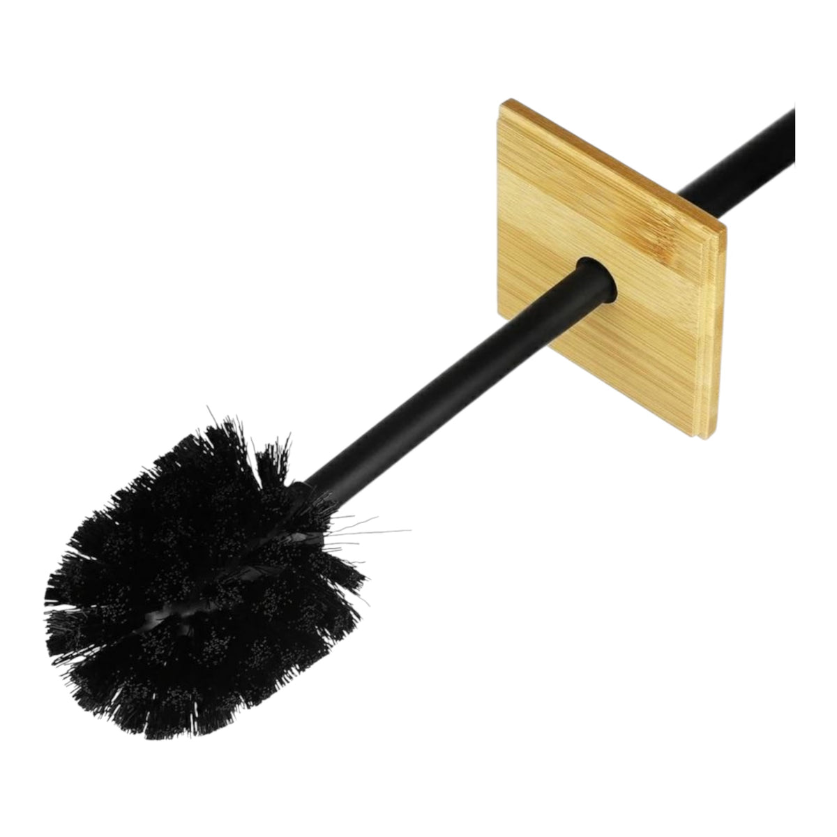 Stovas tualetiniam popieriui su WC šepečiu, 2 in 1, metalas ir bambukas, 72 cm, matinis juodas