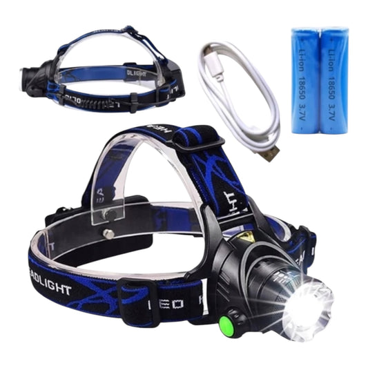 Įkraunamas LED žibintuvėlis ant galvos CREE XM-L T6 su ZOOM funkcija, iki 1000 lm, IPX4, juodas