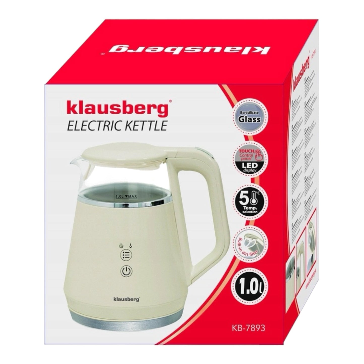 Elektrinis virdulys Klausberg KB-7893, 1 L, su temperatūros reguliavimu