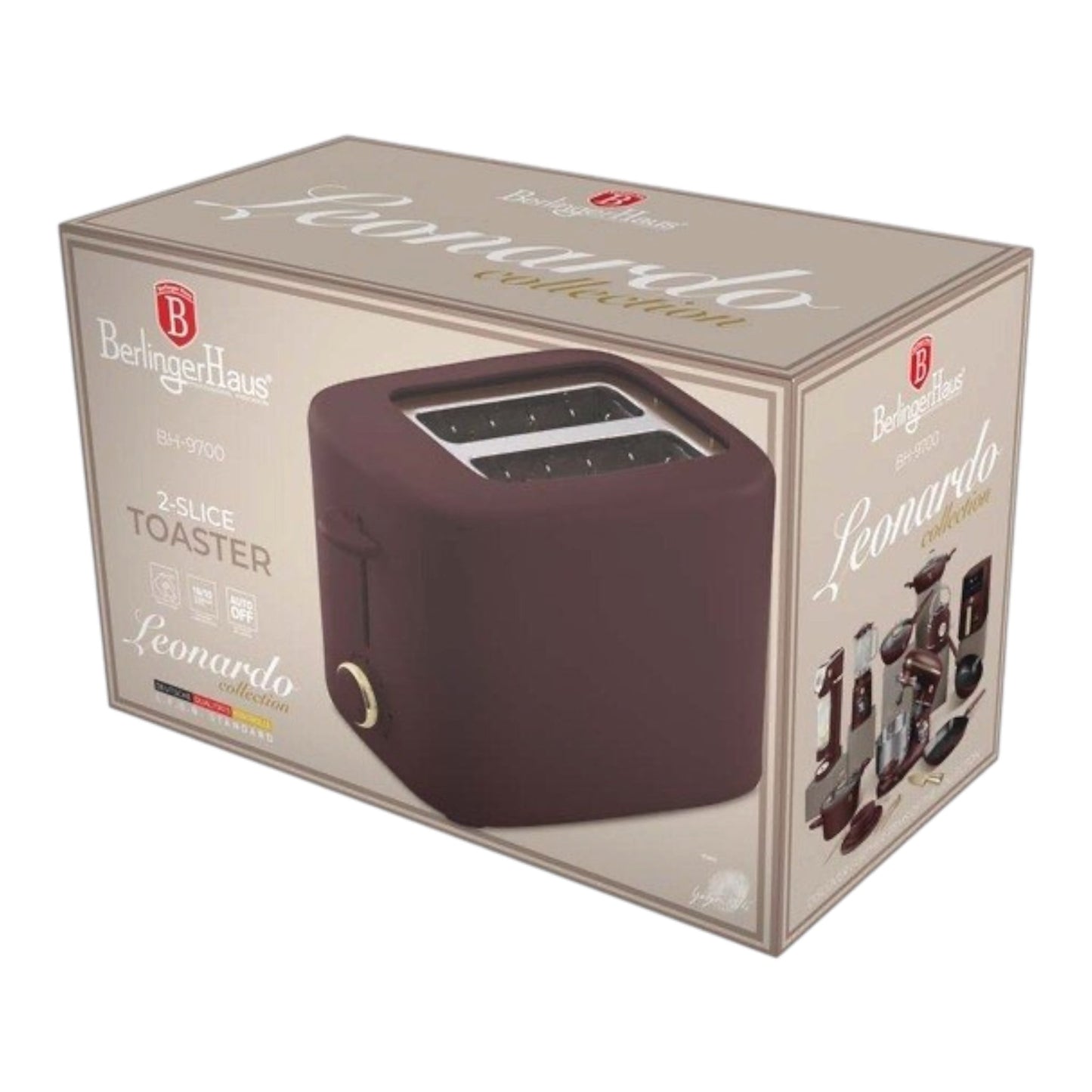 BerlingerHaus BH-9700 „Leonardo Collection“ dviejų riekelių skrudintuve, 750 W