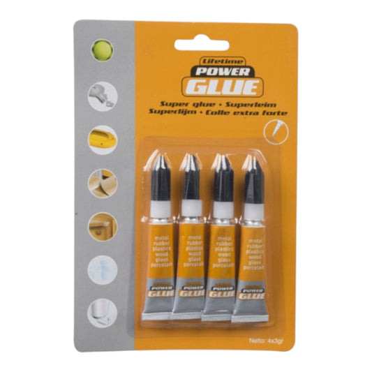Lifetime Power Glue momentiniai super klijai, 4 × 3 g