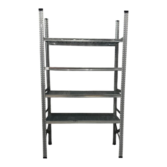 Metalinis sandėliavimo steląžas su 4 lentynomis, 2,5 × 1,4 m (gylis 60 cm)