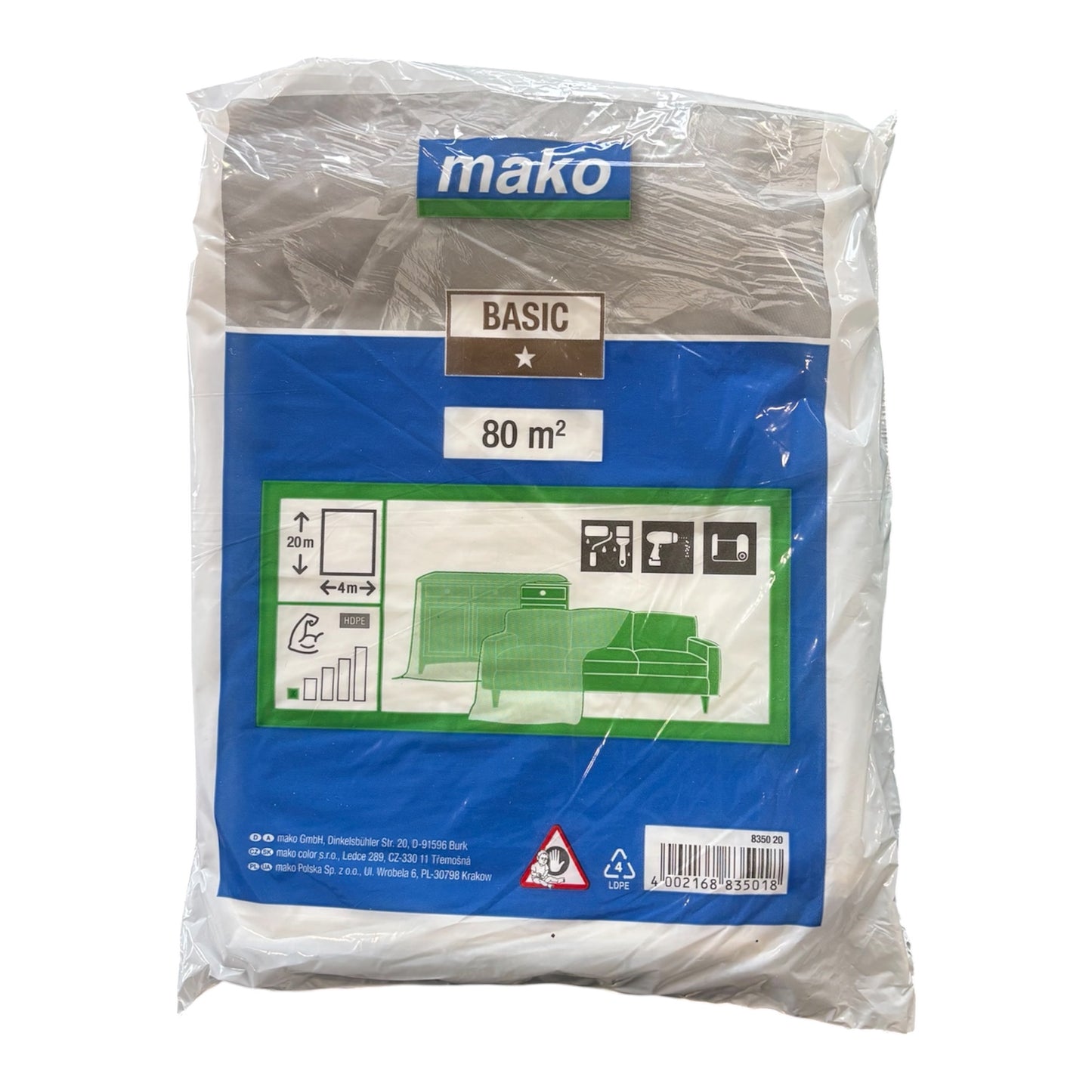 Apsauginė plėvelė mako Basic, 80 m² (20 × 4 m)