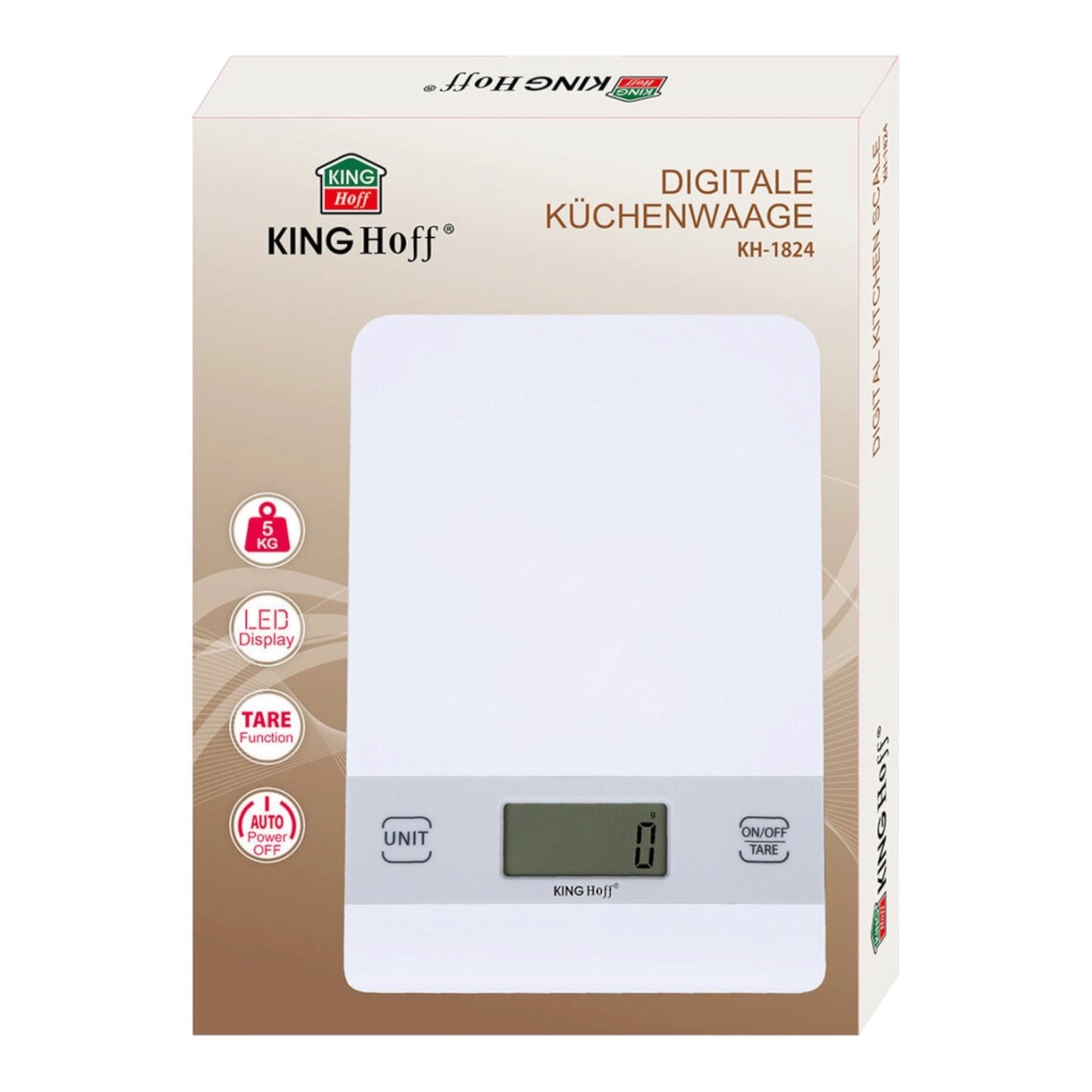 Kinghoff KH-1824 skaitmeninės virtuvinės svarstyklės (iki 5 kg)